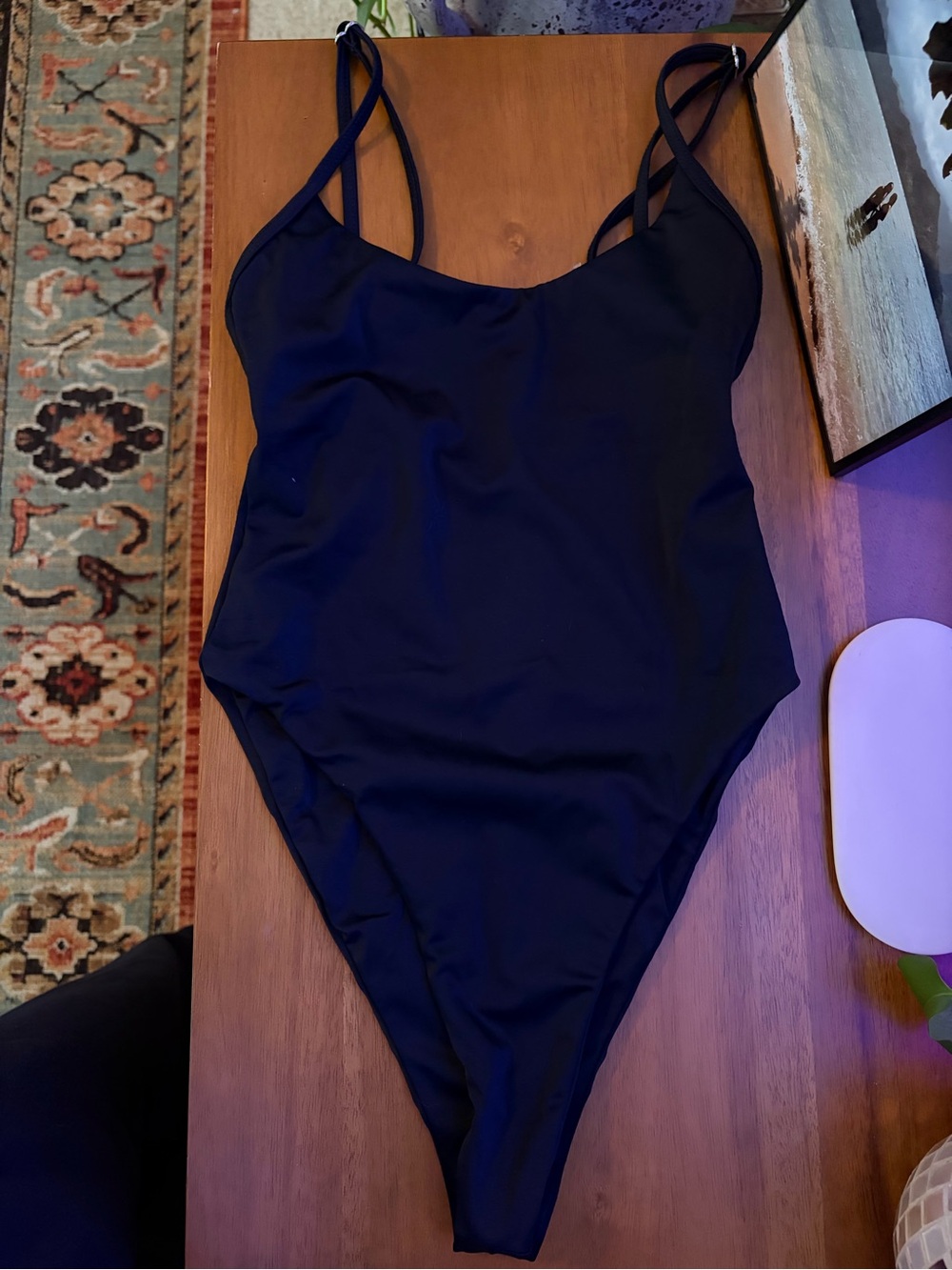 elysiian Sexy High-Cut Black One-Piece Swimsuit